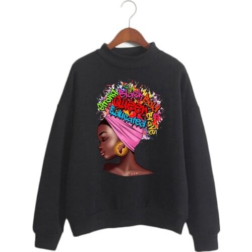 Black queen Crown graphic women hoodies kawaii melanin poppin sweatshirt women african black girls sudader mujer streetwear tops