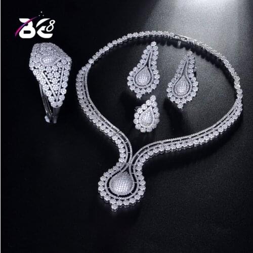 Be 8 Brilliant AAA Cubic Zirconia Wedding Fashion Jewelry Sets for Women Bridal 4 Pcs Earring Necklace Set Bijoux Femme S200