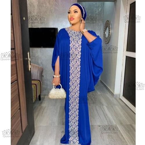 2020 Oversize New African Design Long Stick Diamond Short Sleeve Dashiki Dress For Lady（XH01#)