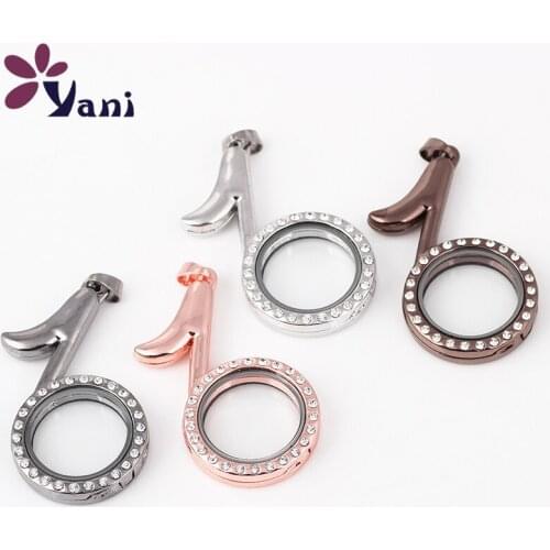 10pcs/lot Hot Sale Music Note Pendant with Rhinestone Memory Floating Locket Charms no chains Wholesale