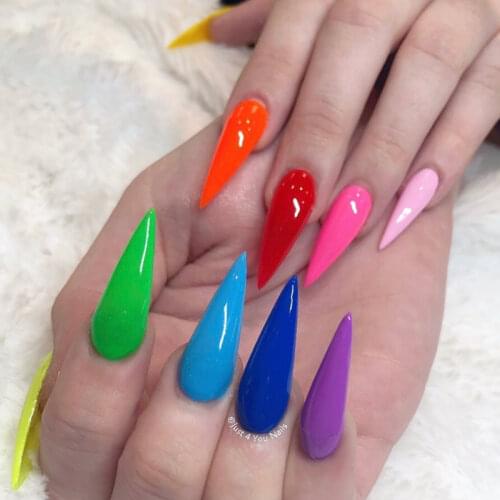 100pcs Solid Color Fake Nails Full Cover Pink White Long Stiletto Press on Nails Tips Acrylic Finger Manicure Matte False Nail