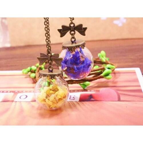 20pcs Dry Flower Glass Vial Necklace glass Globe Necklace Wish Glass Bottle Necklace 25x15mm glass