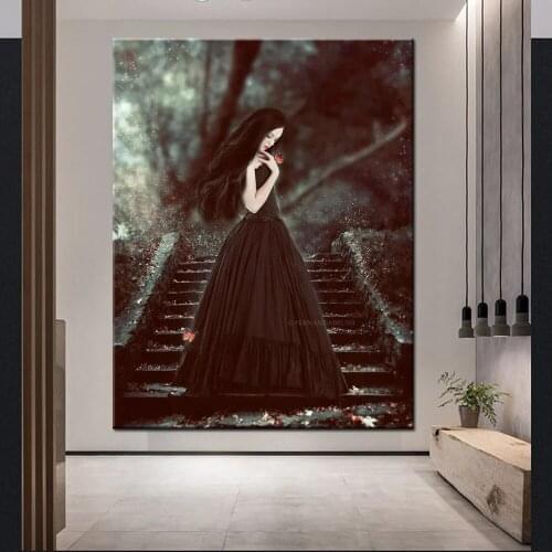 DIY 5d Sexy and beautiful Girl in black Painting Diamond Painting Embroidery Full square round drill Home Decor Mosaic