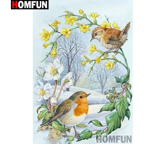 HOMFUN Diamond Painting Cross Stitch "Bird flower " 5D DIY Diamond Embroidery Full Square/round Rhinestone Of Picture A30100
