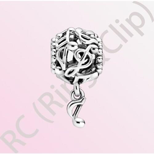 2020 New Arrival S925 Sterling Silver Beads Openwork Music Notes Charms fit Original Pandora Bracelets Women DIY Jewelry