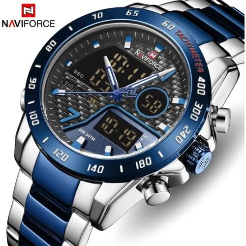 NAVIFORCE Top Brand Men Dual Display Watch Mens Fashion Analog Digital Watches Chronograph Sport Waterproof Quartz Wristwatches