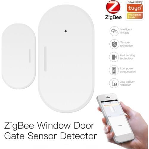 Tuya ZigBee Door Window Sensor Detector Smart Home Independent Wireless Security Alarm Works with Alexa Notification Open or Clo