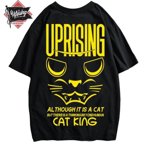 Hip Hop T Shirt Men Japanese The Middle Finger Cats T-shirt Harajuku Tshirt Casual Short Sleeve RIP Tops Tee DIP