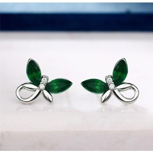 Huitan New Trendy Green Earrings for Women Unique Design Ladys Accessories Wedding Engagement Party Fashion Jewelry Drop Ship