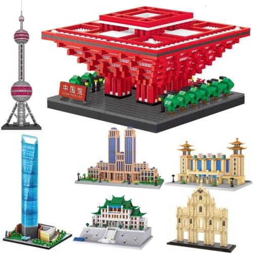 Mini Micro Architecture Big Ben London Tower Blocks Building Diamond Bricks China Great Hall of the People Pink Mosque City