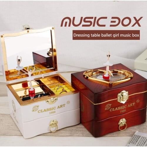 Classic Rotating Dancer Ballerina Piano Music Box Clockwork Plastic Jewelry Box Girls Hand Crank Music Mechanism Gift