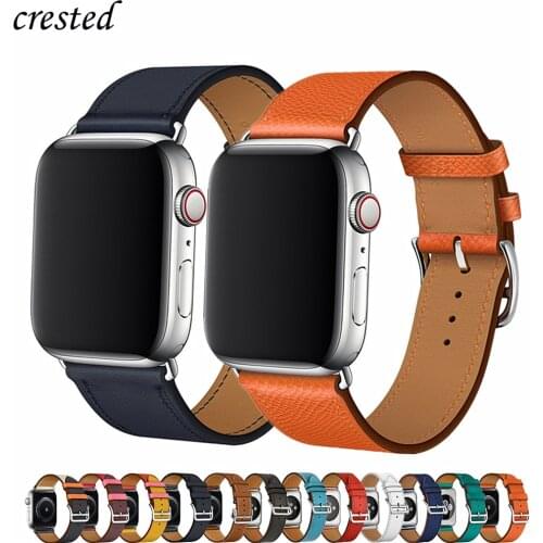 Leather strap for apple watch 44mm band 40mm iWatch band 38mm 42mm Genuine Leather Single tour bracelet apple watch series 6 5 4