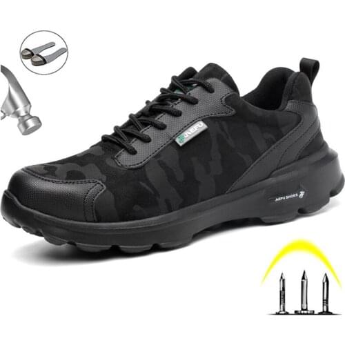 Lightweight Breathable Men Safety Shoes Steel Toe Work Shoes For Men Anti-smashing Construction Sneaker Puncture-Proof Work Boot
