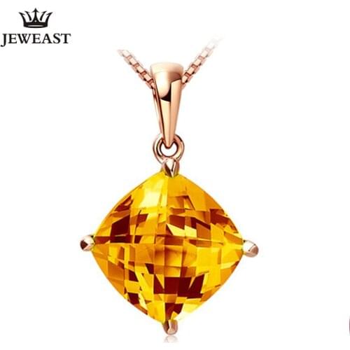 LSZB Natural Citrine 18K Pure Gold Pendant Real AU 750 Solid Gold Upscale Trendy Classic Party Fine Jewelry Hot Sell New 2020