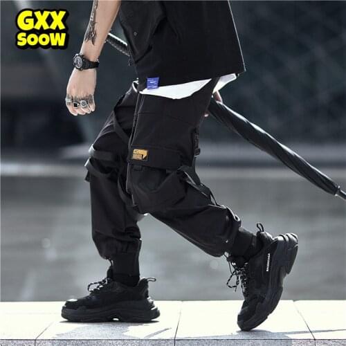 Men Multi-pocket Elastic Waist Design Harem Pant Men Streetwear Punk Hip Hop Casual Trousers Joggers Male Dancing Pant WQ058