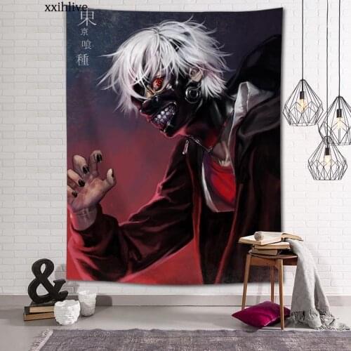 Customized Tokyo Ghoul Hanging Fabric Background Wall Covering Home Decoration Blanket Tapestry Bedroom,Living Room Wall Decor
