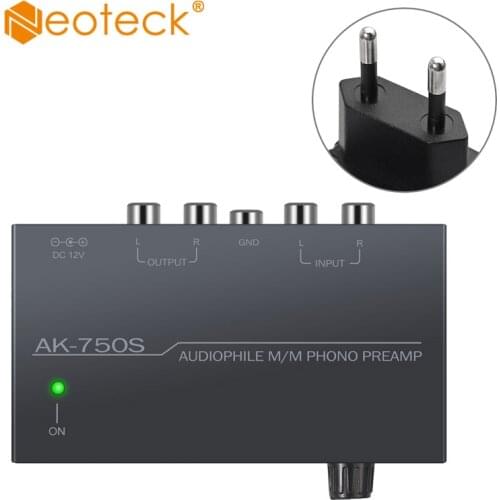 Neoteck AK-750S Phono Preamplifier Audiophile M/M Phono Preamp Preamplifier Level Controls RCA In Out Interfaces 12V/1A Adapter