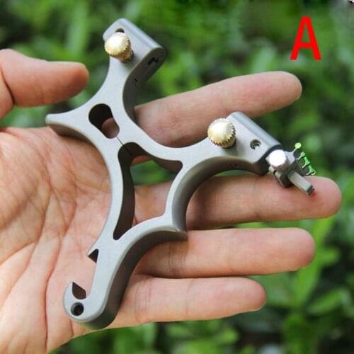 Stainless Steel TC21 Slingshot Crooked Handle Clip Ball Clip Free Flat Leather Catapult Bow Manual Portable Pocket Slingshot