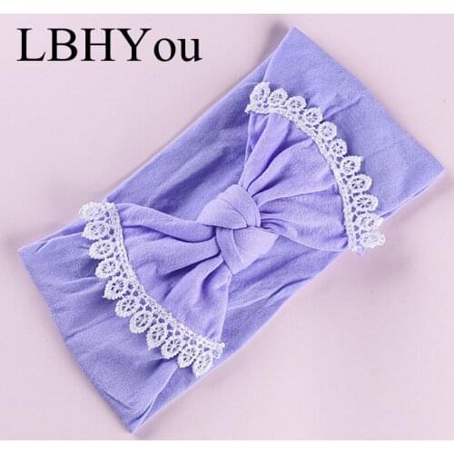 50pcs Baby Girls Wide Bows Nylon Headbands,2019 High Quality Newborn Knot Bow Nylon Hair Accessories,27 colors Turban Head Wraps