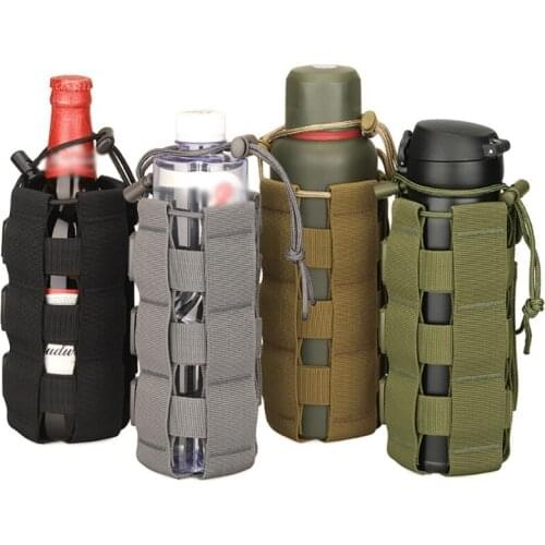 New Portable Molle Bag Tactical Water Bottle Pouch Military Outdoor Travel Hiking Drawstring Water Bottle Holder Kettle Bag