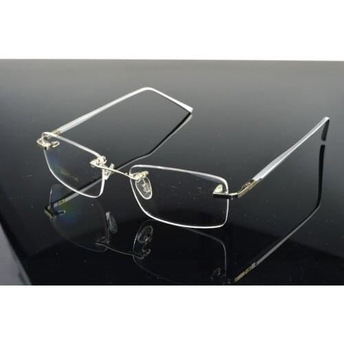 2017 NEW RIMLESS Titanium ALLOY SILVER LEG GLASSES FRAME CAN CUSTOM MADE OPTICAL MYOPIA AND READING GLASSES LENS