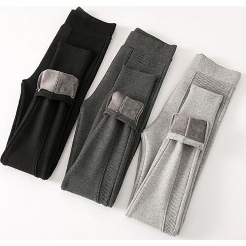2021 New High Waist Warm Leggings Pencil Pants Skinny Fleece Leggings Stretch Plus Velvet Thick Autumn Winter Leggings Women Pan
