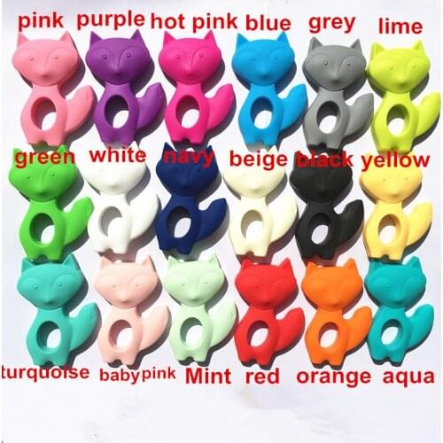 NEW 5pcs/lot Silicone Teething Fox Pendant Jewelry Pendant - Organic BPA Free Silicone Teether Pendant Toys for Nursing Moms