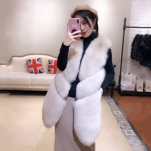 New Large Drop Fox Fur Vest Real Fur Coat Girls Long Fur Vest Fox Fashion Atmosphere