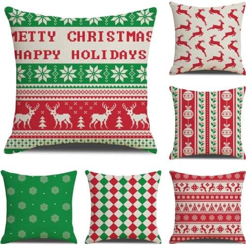 Mylb new Fashion Print Nordic Christmas linen pillow case Sofa Car Cushion Cover Home Decor Christmas New Year