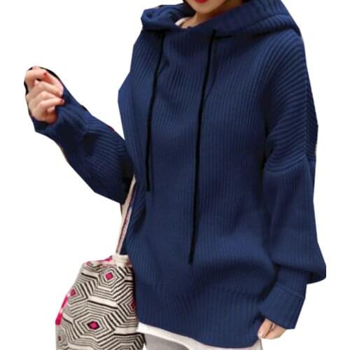 2021 Autumn Womens Knitted Sweater Oversize Loose Casual Hooded Pullover Korean Fashion Sweet Long Sleeve Top