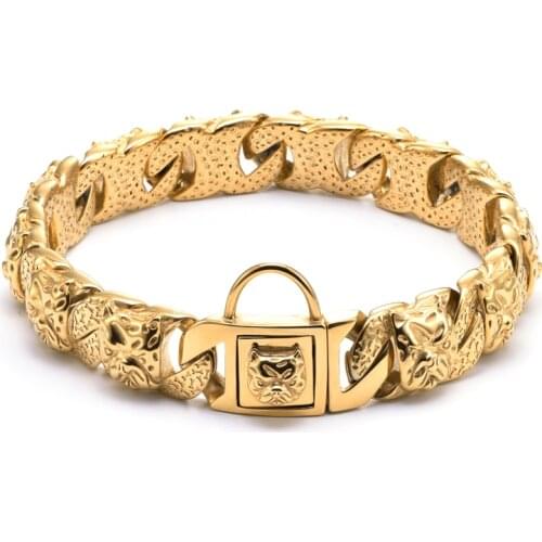 Pitbull Designer Gold Chain Matel Dog Pet Collar 32mm Stainless Steel Customized New Bully Bulldog Necklace Product