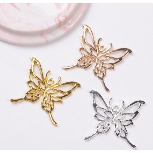10 PCS 39x34mm Metal Alloy KC Gold Silver Plated Butterfly Pendant Charms DIY Handmade Accessories For Jewelry Making