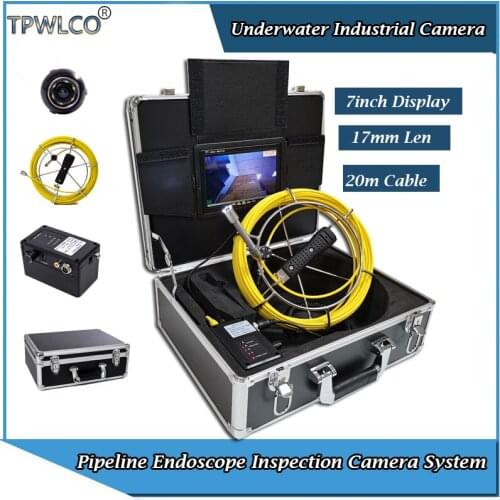 7inch Screen Monitor Pipeline Endoscope Inspection Camera System 20m IP68 Waterproof 17mm Underwater Industrial Snake Camera