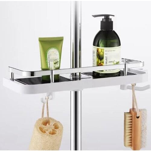 Bathroom Shelves Shower Shampoo Tray Single Tier Shower Head Holder Practical Bathroom Pole Shower Storage Rack Holder Organizer