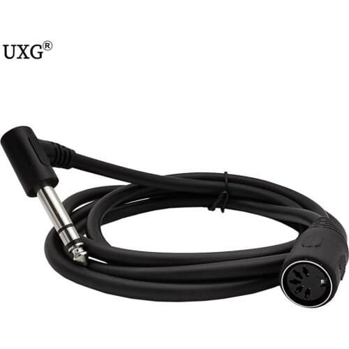 90 degree right angle MIDI Din 5-pin male to Monoprice 6.35mm (1/4 inch) male TRSE electric piano audio mixer stereo audio cabl