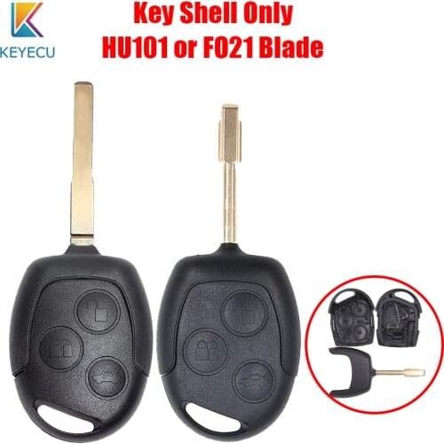 Keyecu 3 Buttons Remote Car Key Shell For Ford Mondeo Focus Festiva Fiesta Transit Key Remote Case With FO21 HU101 Blade