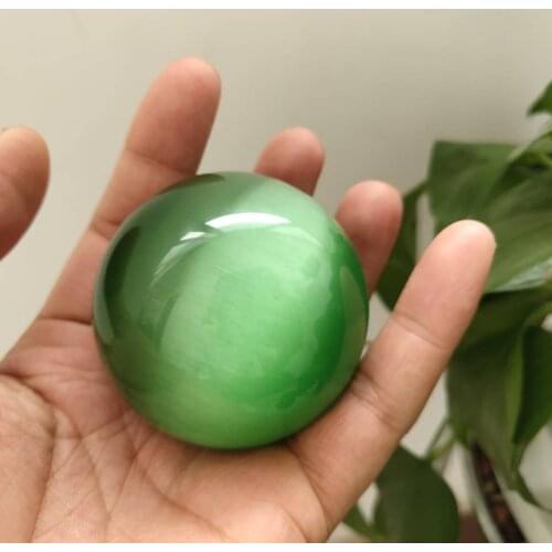 Rare Natural Quartz green Cat Eye Crystal Healing Ball Sphere
