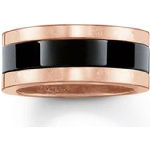 Rose Gold Color Black Line Band Eternal Love Rings, 2018 Trendy Timeless Glamour Thomas Style Ring Jewelry Gift for Women Men