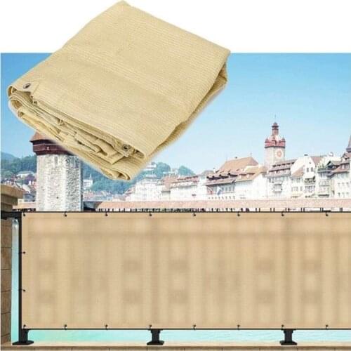 Garden Canopy Cover 95% Dark Shade Net 1x5M Cream Color Canvas Balcony Iron Railing Fence Full Shading outdoor Awnings Gazebo