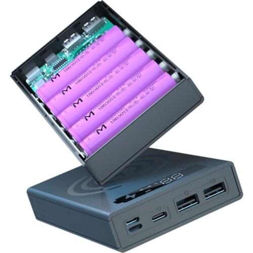 Detachable LCD Display 5x18650 Battery Case Power Bank Shell External Box without Battery QC3.0 Wireless Charging Box
