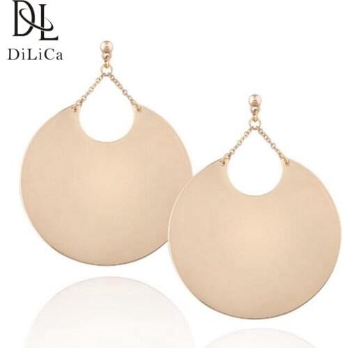 DiLiCa Fashion Big Earrings Women Girls Drop Dangle Earrings Gold Color Alloy Statement Earring Jewelry Female Vintage Earrings