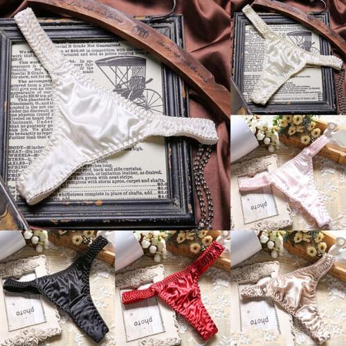 Thongs Silk Womens Underwear Panties Smooth Breathable Elasticity Comfortable Womens Panties Thongs Fashion Pure Color Panties