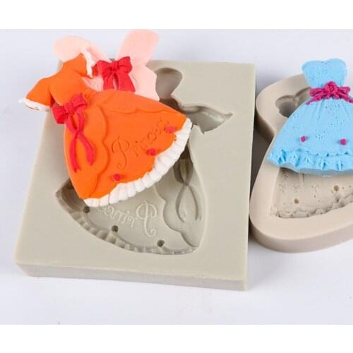 Princess Dress Silicone Mold Fondant Mould Cake Decorating Tools Chocolate Gumpaste Molds, Sugarcraft Kitchen Gadget