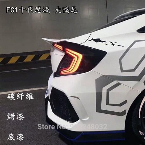 For Honda Civic 2016-2018 Rear Wing Spoiler ABS Plastic Unpainted Color Rear Roof Spoiler Wing Trunk Lip Boot Cover Car Styling