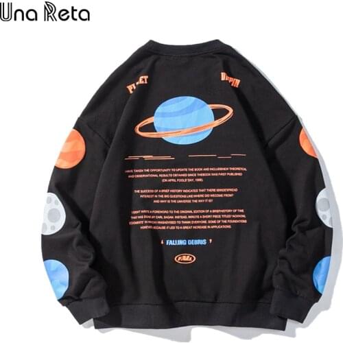 UnaReta M-2XL Sweatshirt Men Streetwear Print Planet Pullover Man Hoodies Hip Hop Harajuku One Piece Sweatshirts
