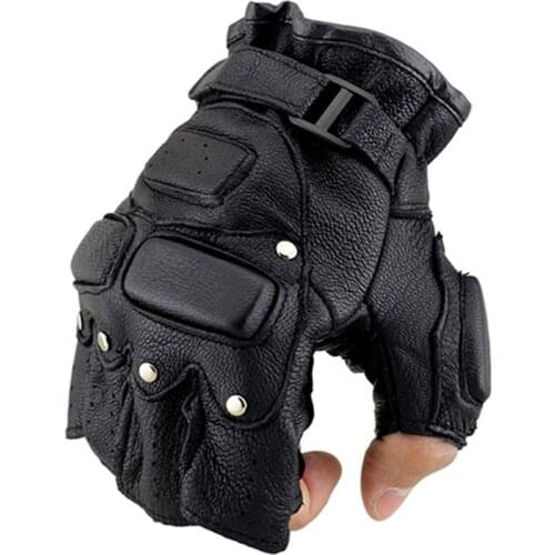 Outdoor Genuine Leather Military Gloves Army Mens Tactical Gloves Sports Half Finger Combat Anti-Slip Shooting Hunting S2219
