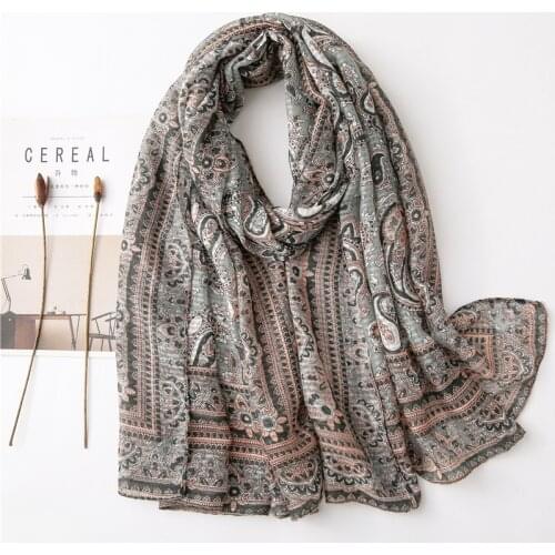 Vintage Printed Spring Summer Women Scarf High Quality Muslim Hijab Scarf 180*90cm Beach Travel Shawls and Wraps