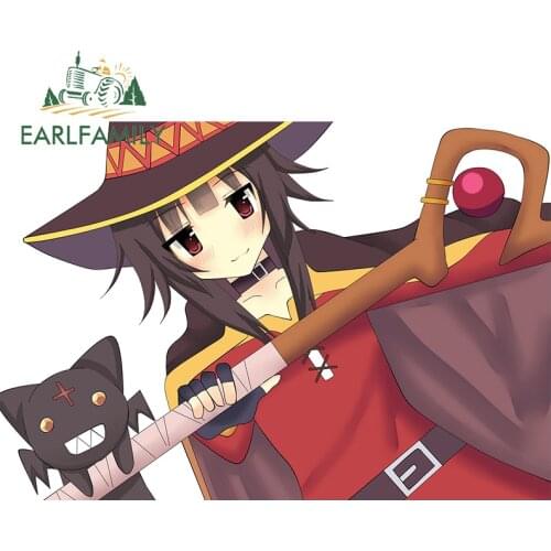 EARLFAMILY 13cm x 8.9cm for Konosuba Megumin Vinyl Car Stickers Motorcycle Occlusion Scratch Vinyl Window Trunk Decal Decoration
