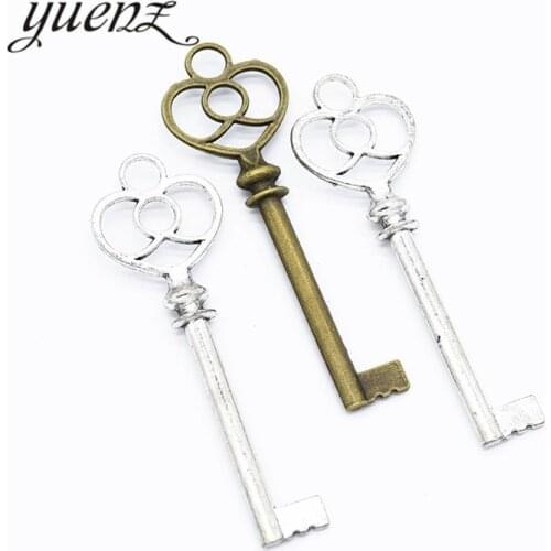 YuenZ 5pcs Antique silver color charms metal key pendant diy jewelry necklace 62*20mm O276