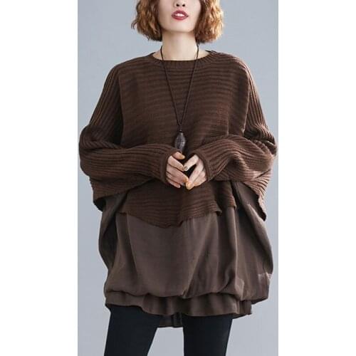 Oversized Women Casual Blouses Shirts New 2020 Autumn Winter Simple Style Solid Color Loose Female Knitted Pullovers S2621